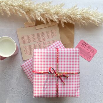 Pink Gingham Paper Fibre Wrapping/Patterned Paper Sheet, 11 of 12