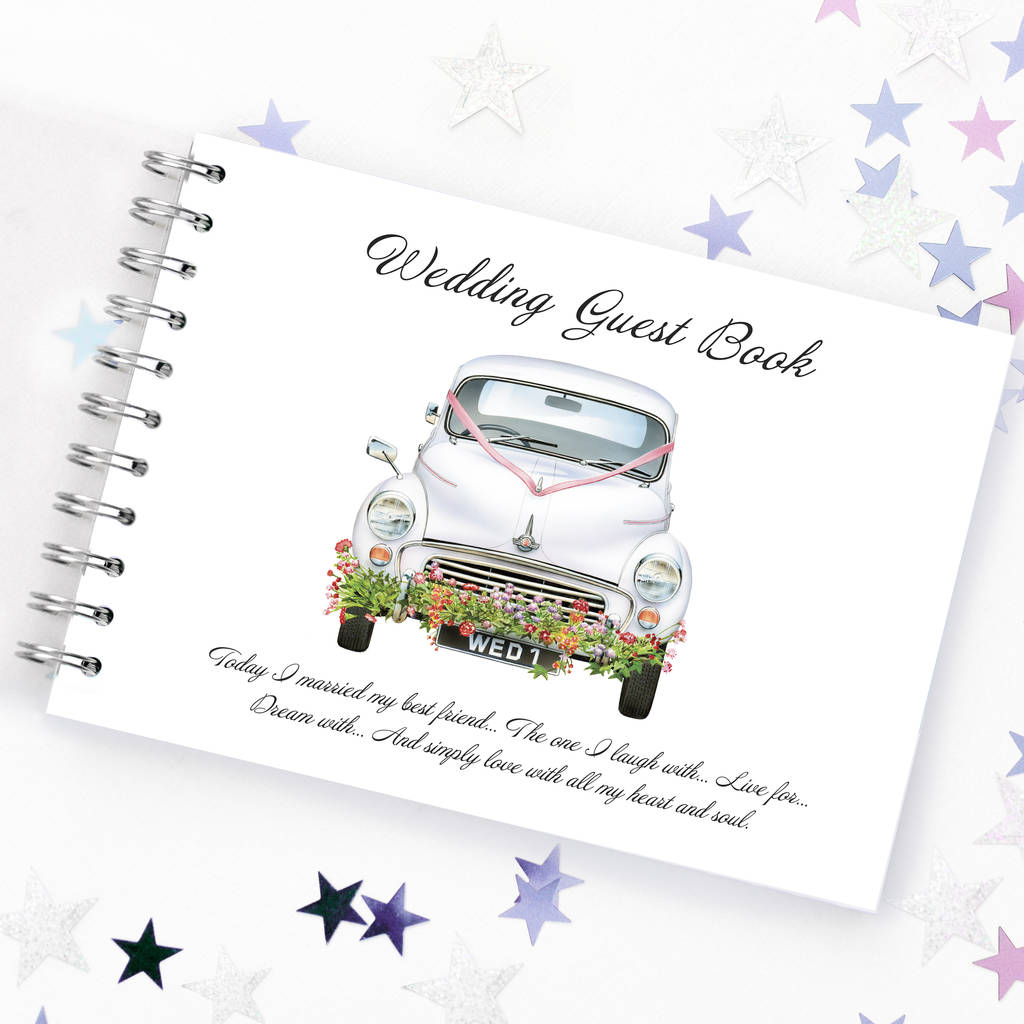 Wedding Guest Book Featuring Morris Minor, 1 of 5