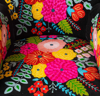 Black Embroidered Floral Armchair, 4 of 8