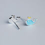 Sterling Silver Blue Whale Stud Earrings, thumbnail 3 of 5