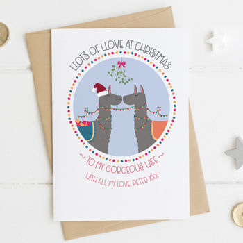 Llama Love Christmas Card For Husband / Wife / Partner, 2 of 3