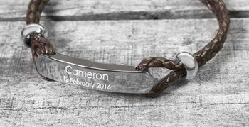 Men's Personalised Name And Date ID Bracelet, 5 of 12