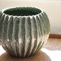 Large Green Ribbed Ceramic Vase, thumbnail 4 of 4