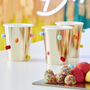 Rainbow Pom Pom Gold Paper Cups, thumbnail 1 of 3