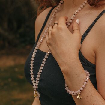 Long Length Rose Quartz Stone Necklace With Detail, 5 of 6