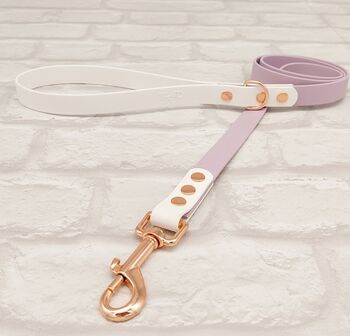 Waterproof Dog Collar And Lead Set Lilac/White, 3 of 3