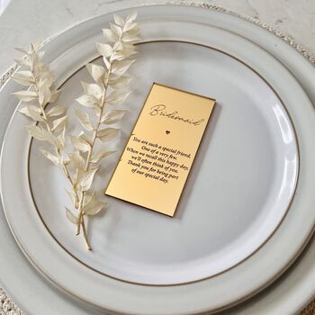 Bridesmaid Gold Silver Wedding Place Setting, 5 of 7