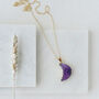 Gold Plate Raw Purple Crystal Half Moon Necklace, thumbnail 1 of 2