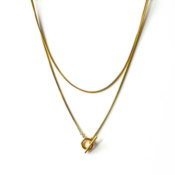 Matilda Luxe 18k Gold Plated Wraparound T Bar Necklace, 2 of 2