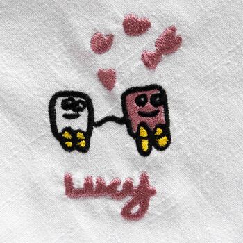 Personalised Children’s Drawing Embroidered Linen Napkins Gift, 5 of 7
