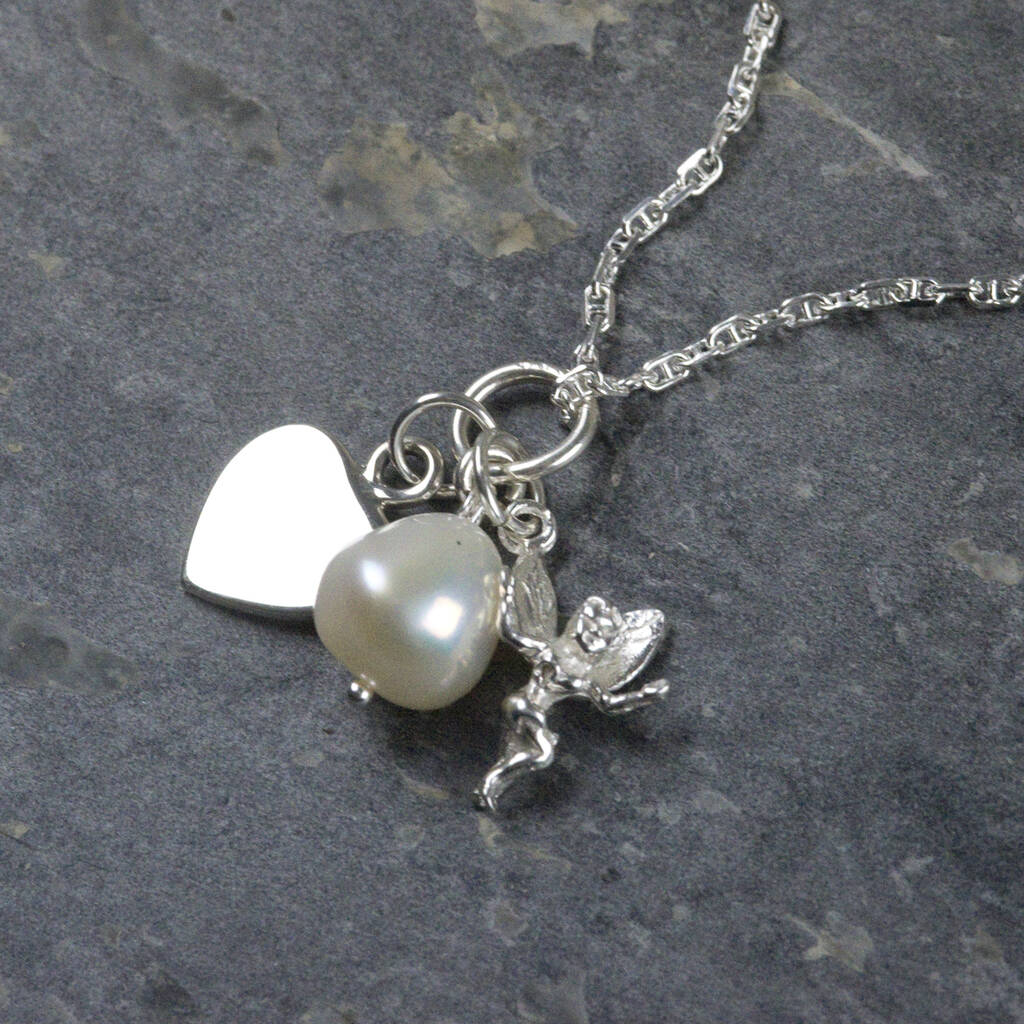 I Wish Sterling Silver Wish Fairy Heart Necklace, 1 of 5