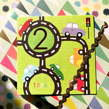 Copper Foiled Road 2nd Birthday Card, 3 of 5