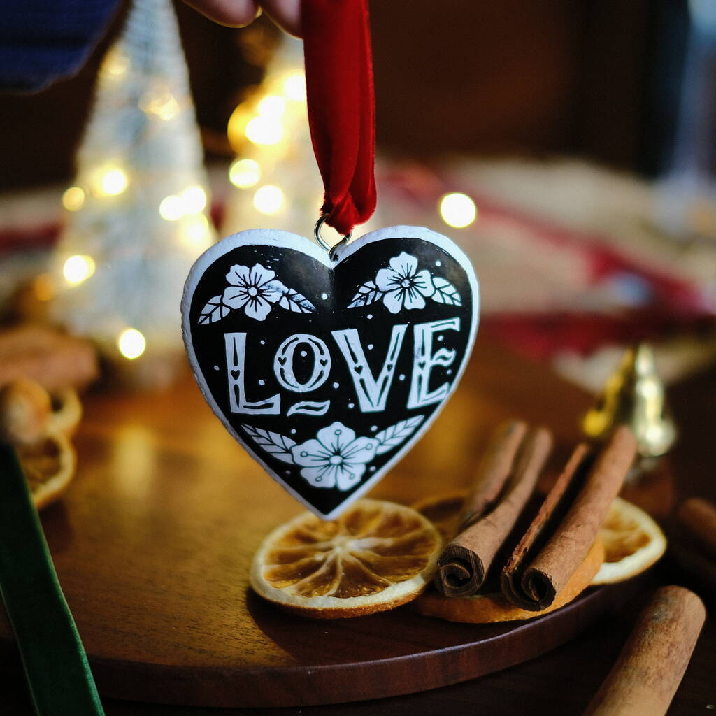 Hand Painted Christmas Love Decoration Red Velvet, 1 of 5