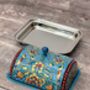 Handpainted Blue Patterned Butter Dish, thumbnail 2 of 5