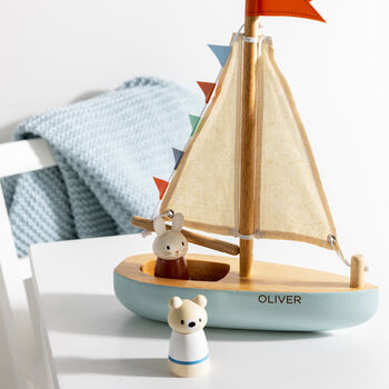 Personalised Wooden Sail Away Boat Toy, 3 of 3
