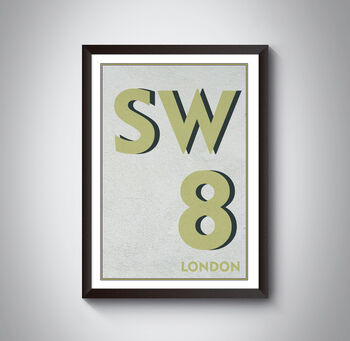 Sw8 Battersea, Stockwell, London Postcode Print, 5 of 8