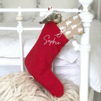 Personalised Red Scandi Christmas Stocking, 3 of 4