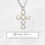 Tiny Genuine Pearl Cross Necklace In Sterling Silver, thumbnail 4 of 11