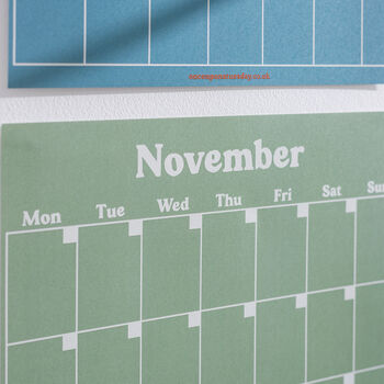 Large Monthly Wall Planner | 12 X A3 | Blues And Greens, 7 of 10