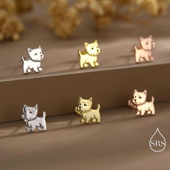 Sterling Silver West Highland Terrier / Westie Stud Earrings, 4 of 12