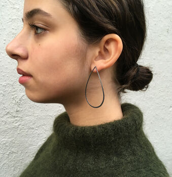 Fig Oxidised Silver Drop Earrings, 2 of 7