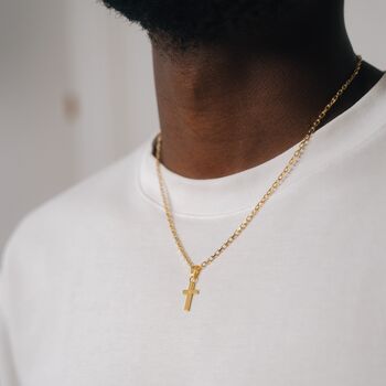 Men's 925 Sterling Silver Mini Cross X Rolo Chain Pendant Necklace Chain For Men, 8 of 12