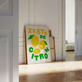 Lemon Zest French Kitchen Wall Print, 5 of 6