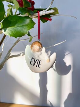 Personalised Angel And Moon Ceramic Decoration, 6 of 7