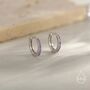 Sterling Silver Amethyst Purple Cz Huggie Hoops, thumbnail 2 of 12