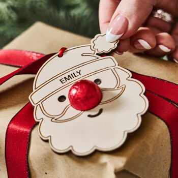 Personalised Santa Gift Tag And Bag Of Chocolate Noses, 6 of 6