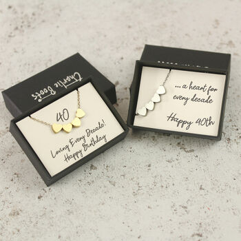 40th Birthday Hearts Necklace, A Heart For Every Decade, 3 of 7