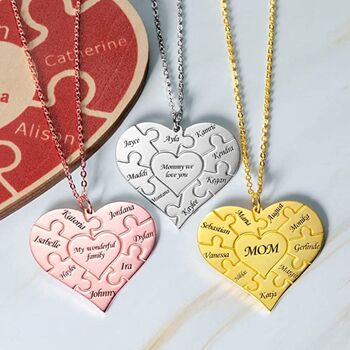 Puzzle Love Heart Names Necklace, 4 of 4
