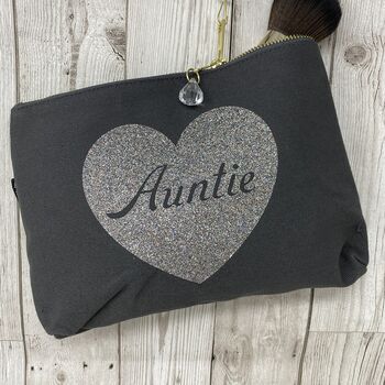 Best Auntie..Aunty Grey Canvas Make Up Bag, 5 of 5