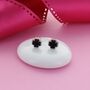 Black Enamel Clover Stud Earrings, thumbnail 1 of 2