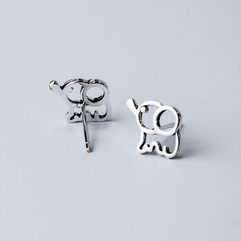Sterling Silver Elephant Stud Earrings, 3 of 5