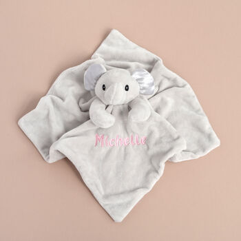 Personalised Grey Elephant Comforter New Baby Gift, 7 of 9