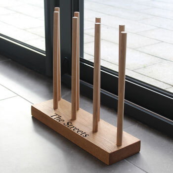 Engraved Wooden Floor Boot Rack, 5 of 12