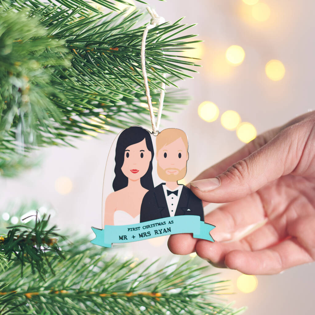 Personalised First Christmas Wedding Hanging Decoration, 1 of 4