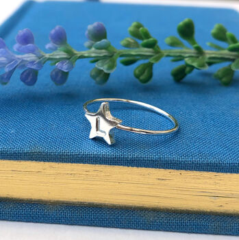Personalised Sterling Silver Initial Star Ring, 7 of 8