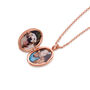 Little 18 K Rose Gold Plate Oval Clear Crystal Locket, thumbnail 4 of 9
