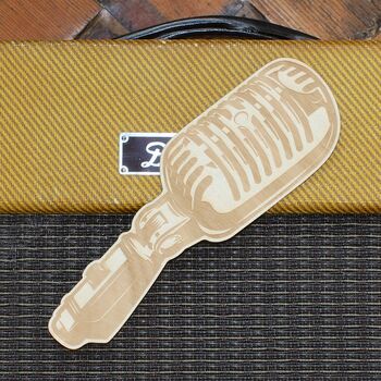 Vintage Microphone Shaped Birchply Bookmark, 2 of 3