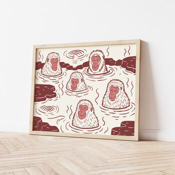 Snow Monkey Wall Art | Japanese Zen Bathroom Print, 6 of 9