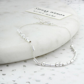 Strong Woman Sterling Silver Morse Code Chain Bracelet, 3 of 6