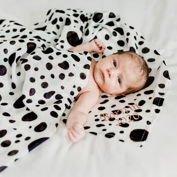 Personalised Xl Dalmatian Print Baby Gift Muslin, 3 of 9