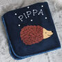 Hedgehog Personalised Blanket New Baby Gift, thumbnail 3 of 3