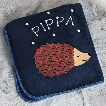 Hedgehog Personalised Blanket New Baby Gift, 3 of 3