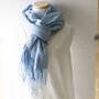 Cornflower Blue Tassel Personalised Scarf Wrap, thumbnail 1 of 9