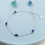 Sterling Silver Sapphire Blue Cz Baguette Satellite Bracelet, thumbnail 1 of 12