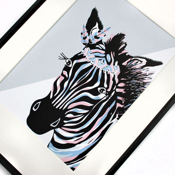 Lilac And Pink Zebra 'On Safari' Illustration, 3 of 3