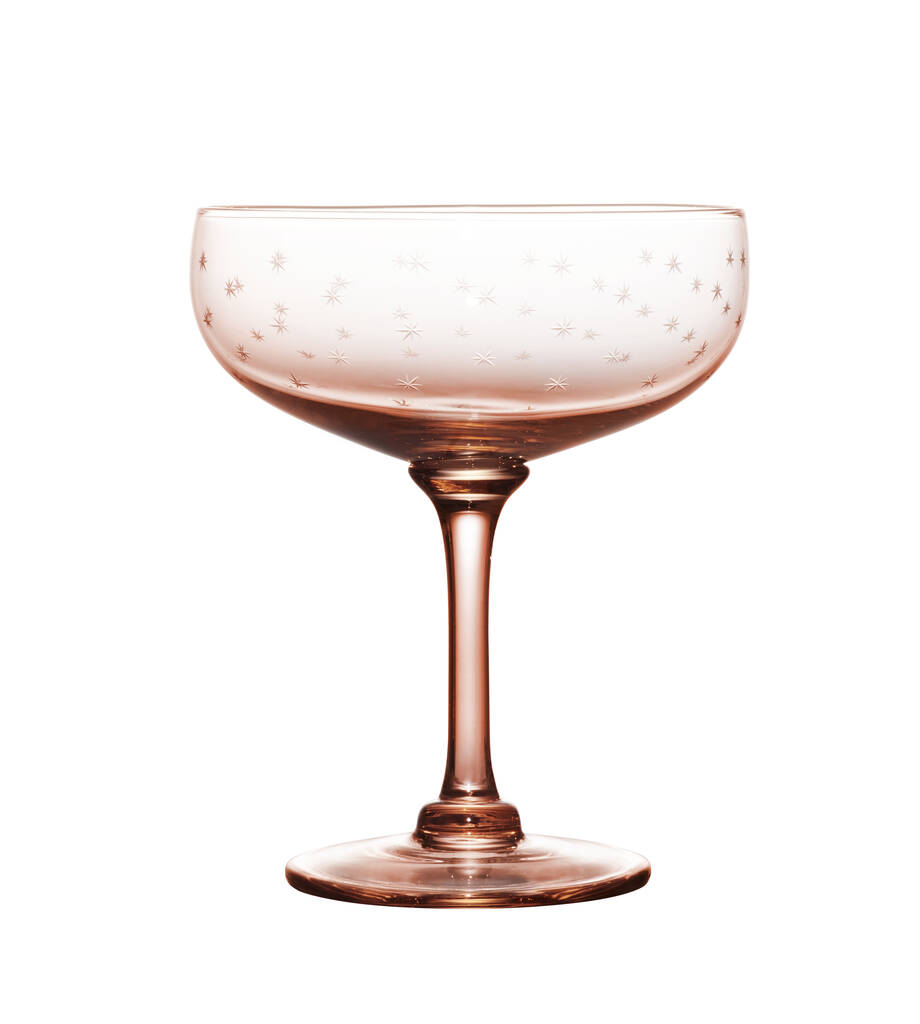A Set Of Four Rose Cocktail Glasses With Stars Design, 1 of 2